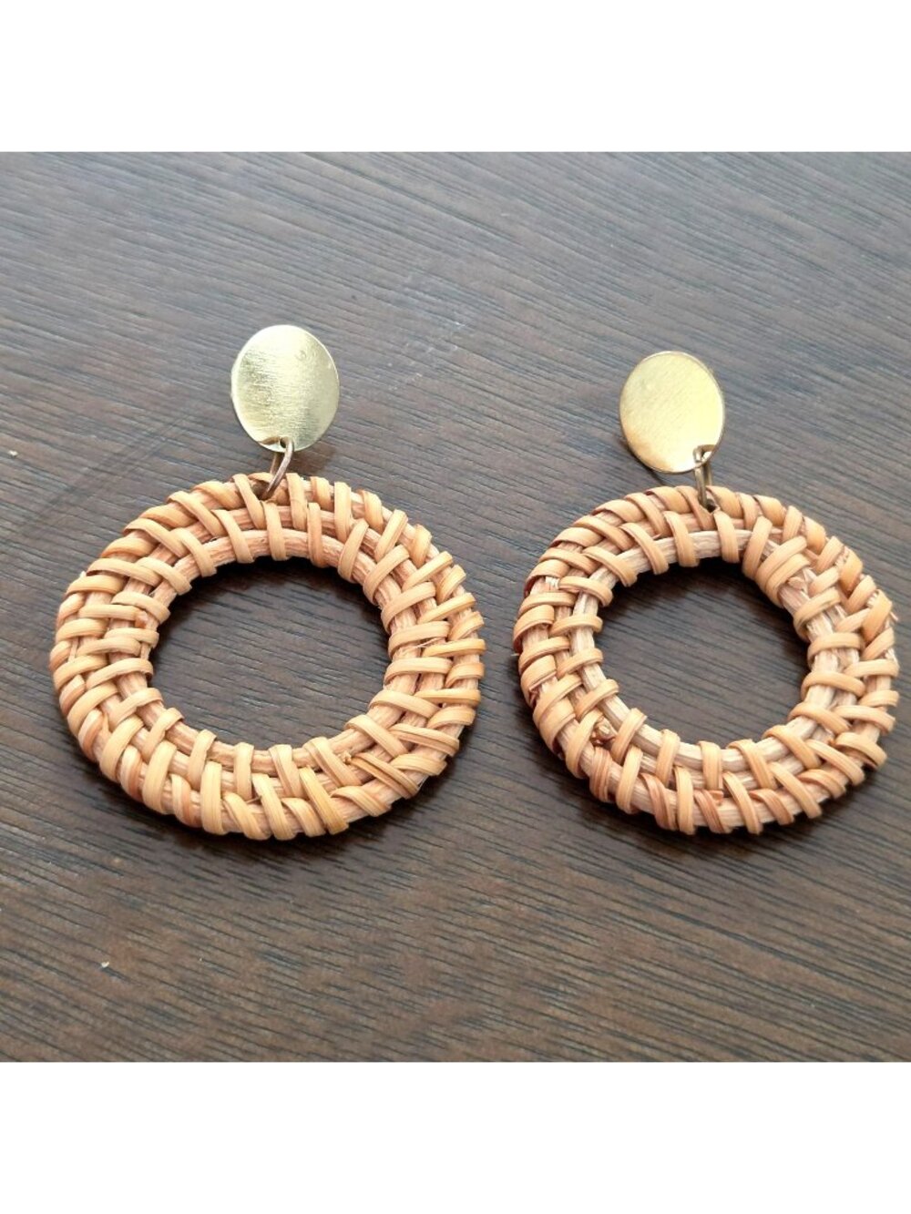 CupShe True Warmth Straw Rattan Basketweave Dangle Drop Pierced Earrings
